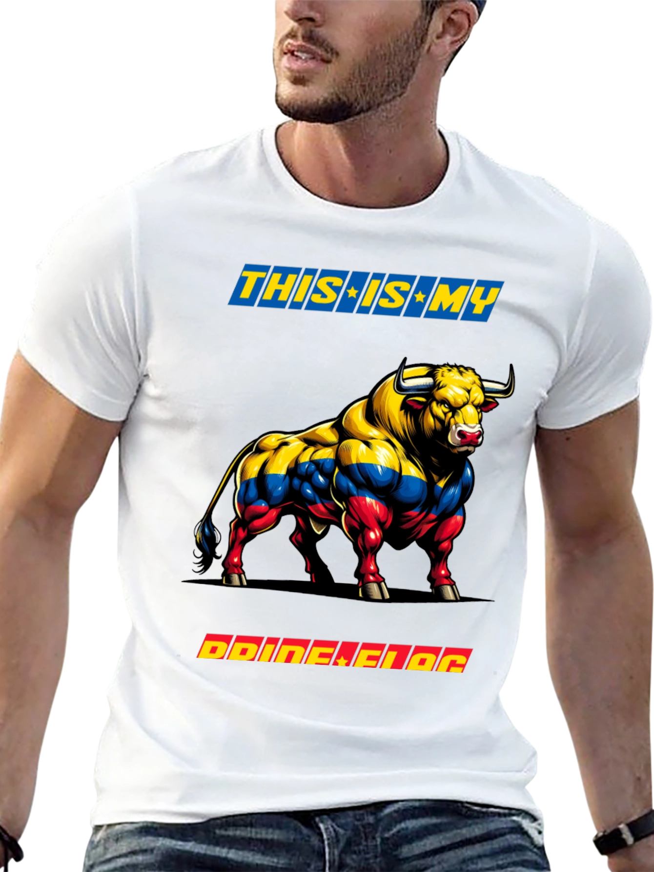 Colombian Flag Bull Graphic Tee