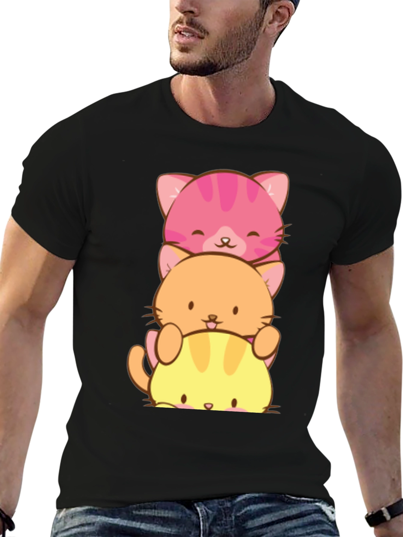 Stacked Cat T-Shirt - Cute Kawaii Design
