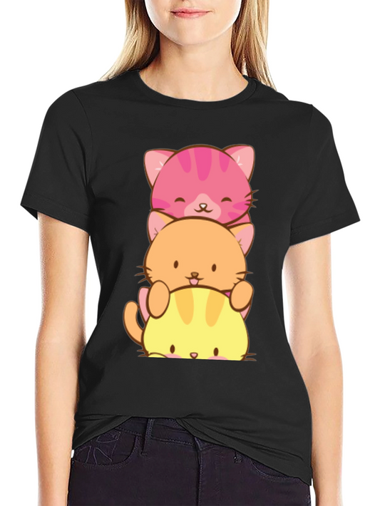 Stacked Cat T-Shirt - Cute Kawaii Design
