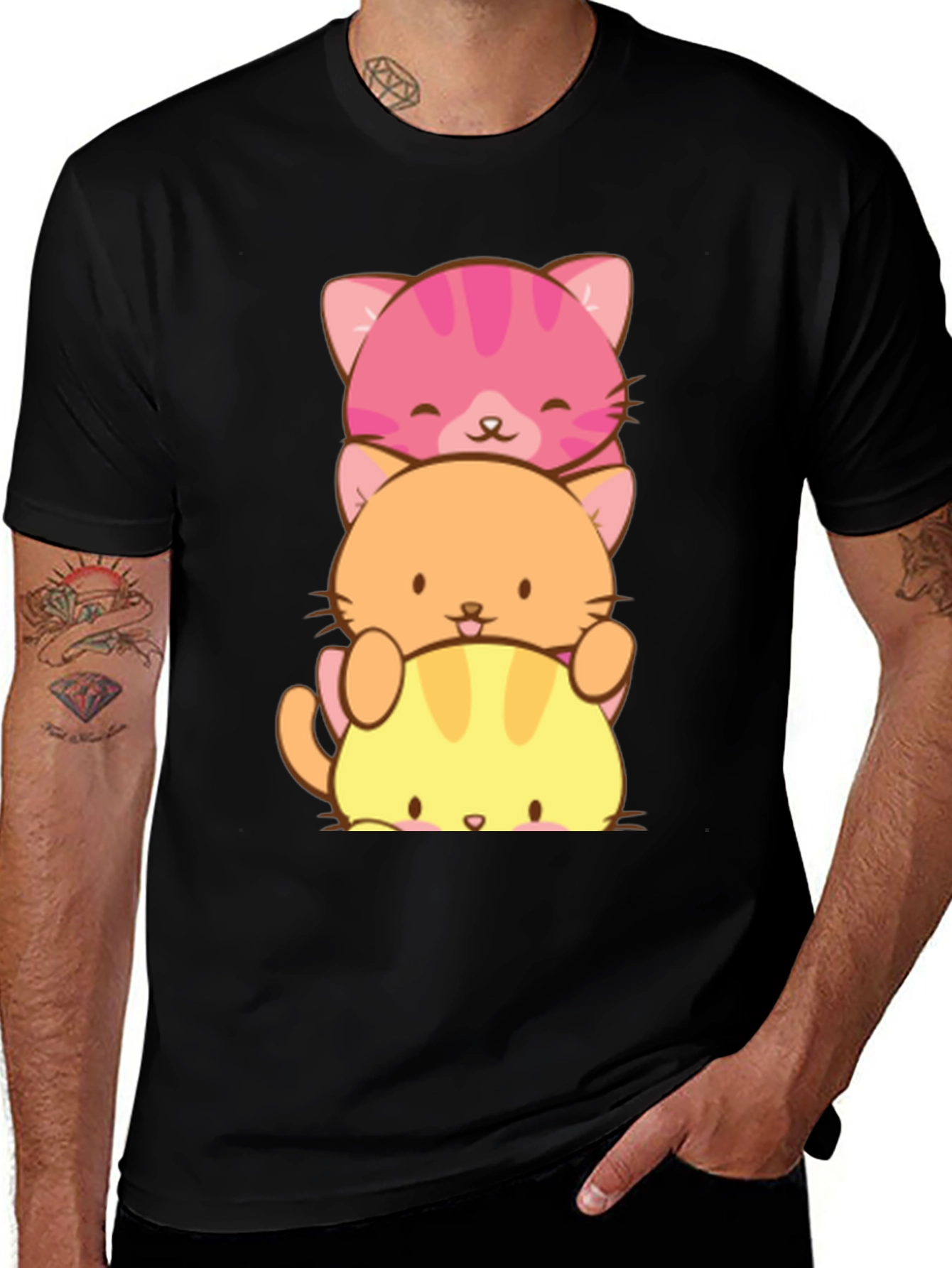 Stacked Cat T-Shirt - Cute Kawaii Design