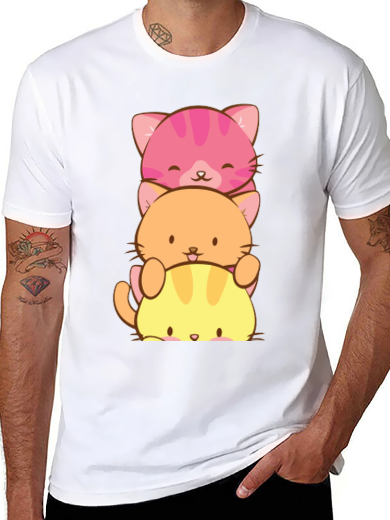 Stacked Cat T-Shirt - Cute Kawaii Design