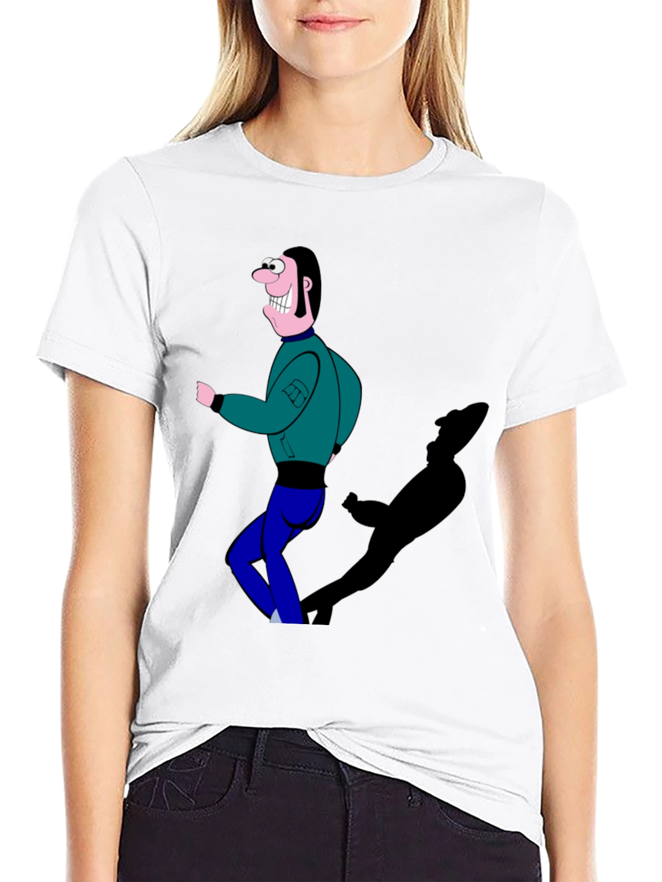 Cartoon Man Graphic T-Shirt Black Tee