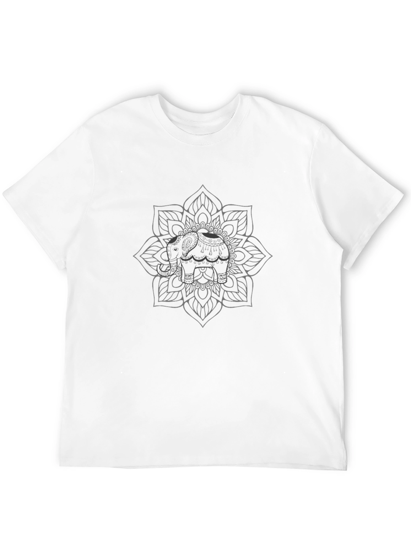Elephant Mandala Graphic Tee - Black Cotton Blend