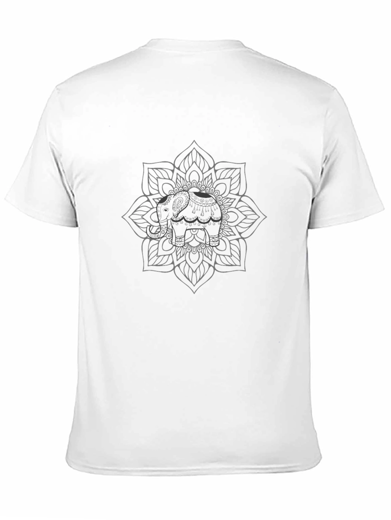 Elephant Mandala Graphic Tee - Black Cotton Blend