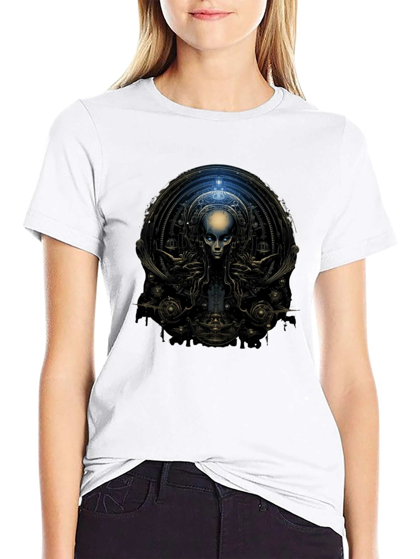 Surreal Alien Graphic Black T-Shirt
