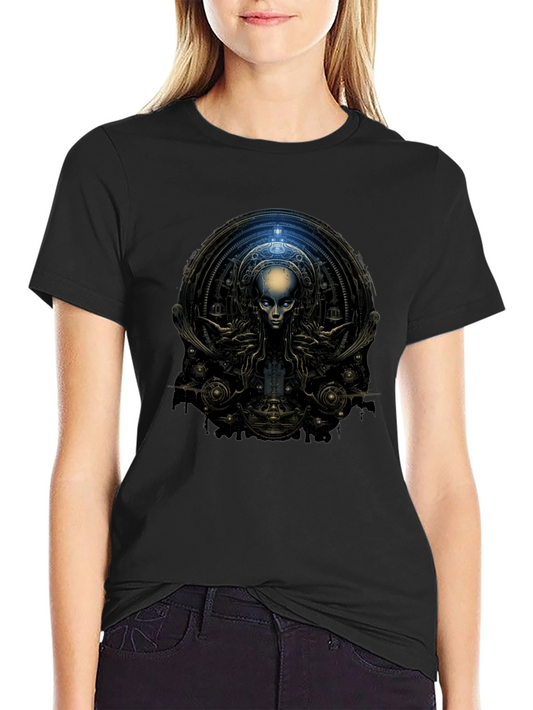 Surreal Alien Graphic Black T-Shirt