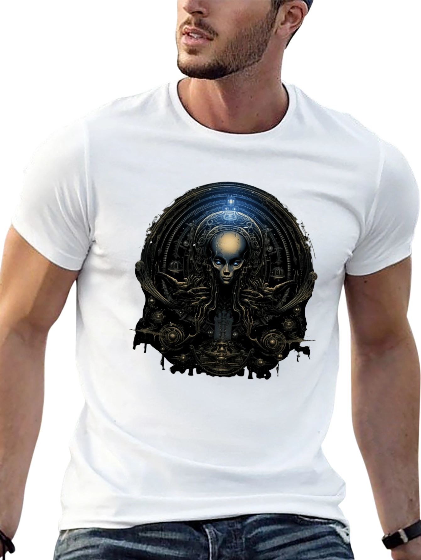 Surreal Alien Graphic Black T-Shirt