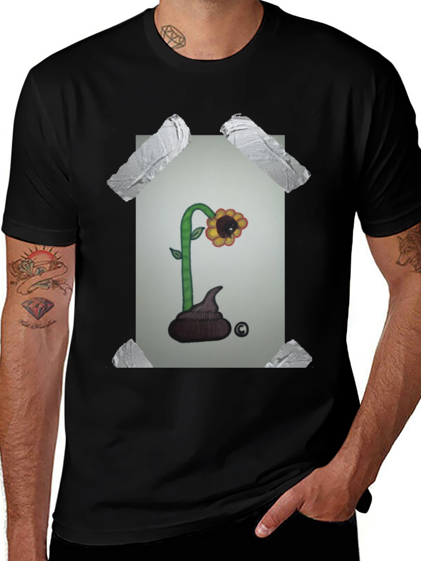 Funny Poop Flower Graphic T-Shirt