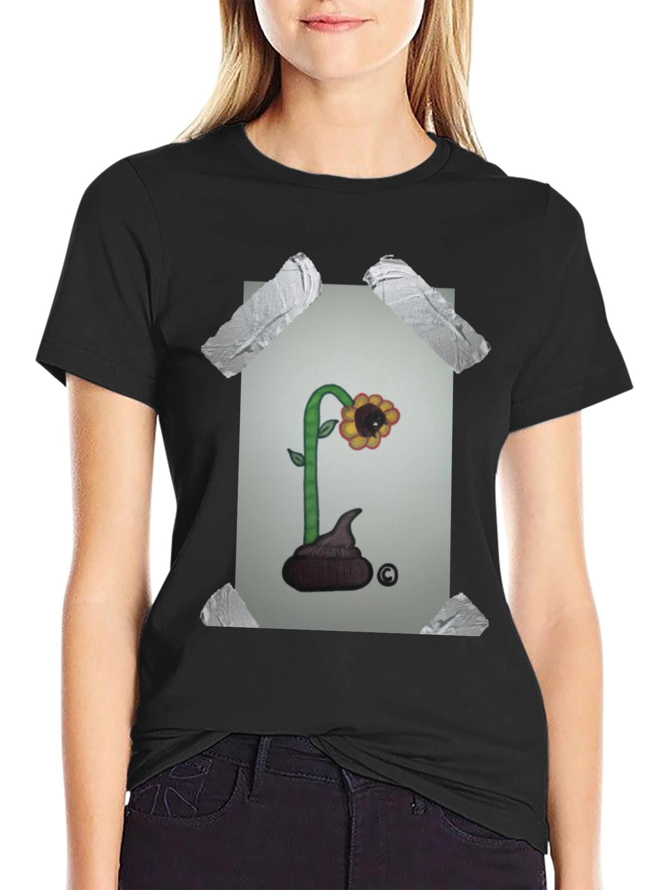 Funny Poop Flower Graphic T-Shirt