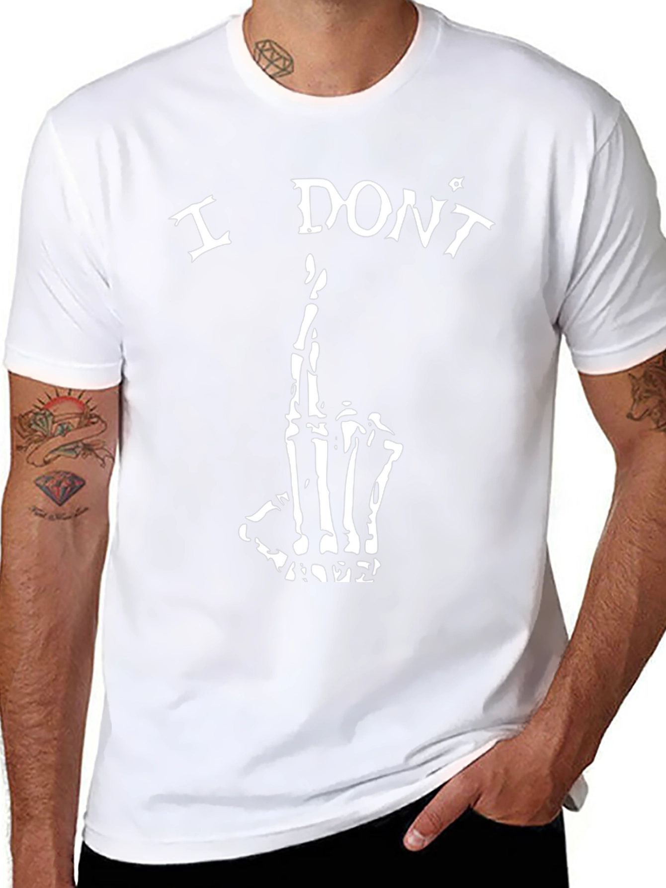 I Dont Care Skeleton Hand T-Shirt