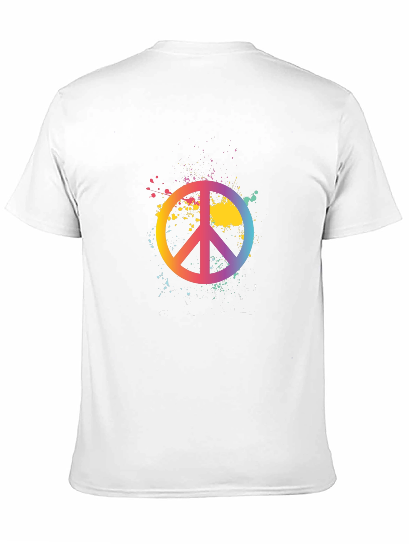 Peace Sign Rainbow Splatter Black T-Shirt
