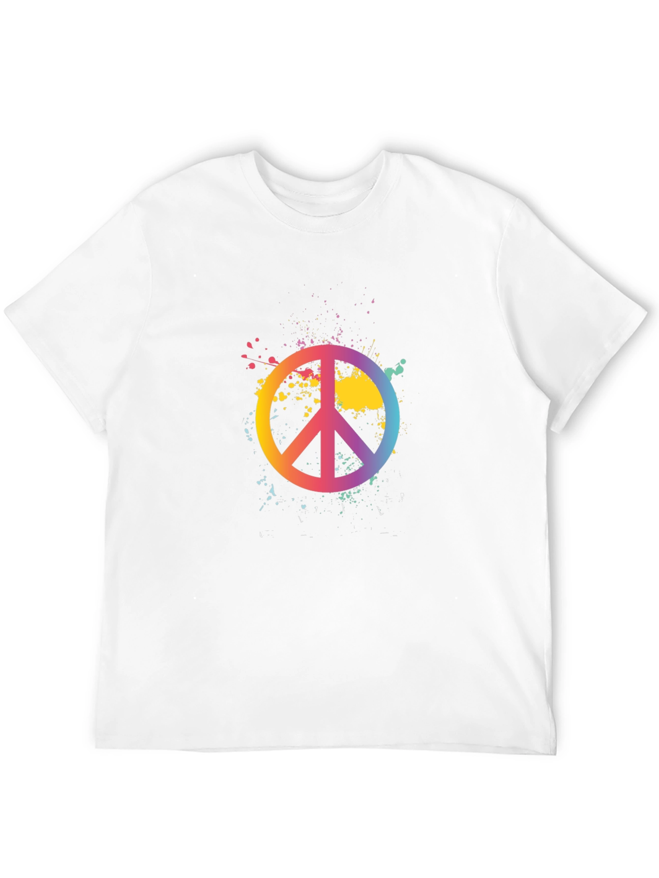 Peace Sign Rainbow Splatter Black T-Shirt