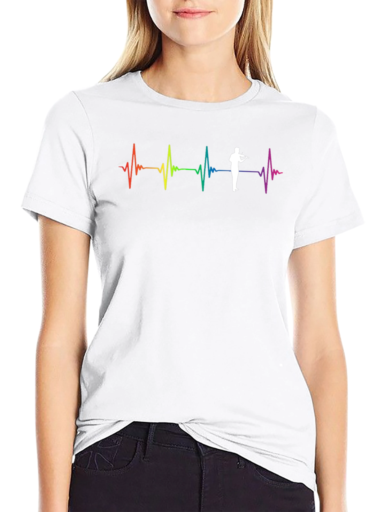 Violin Heartbeat T-Shirt - Musical Pulse Tee