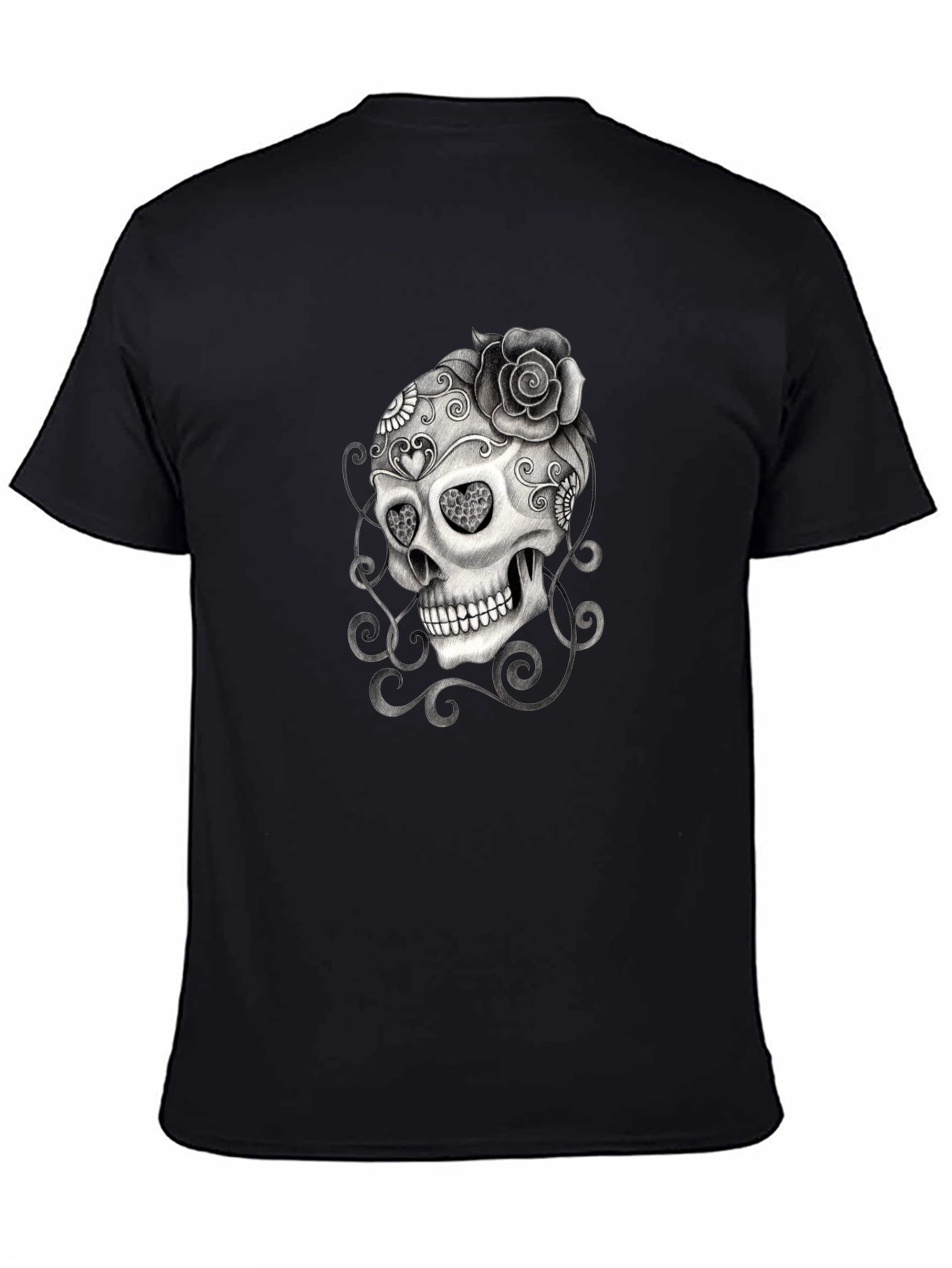 Skull & Rose Graphic T-Shirt - Mens Black Tee