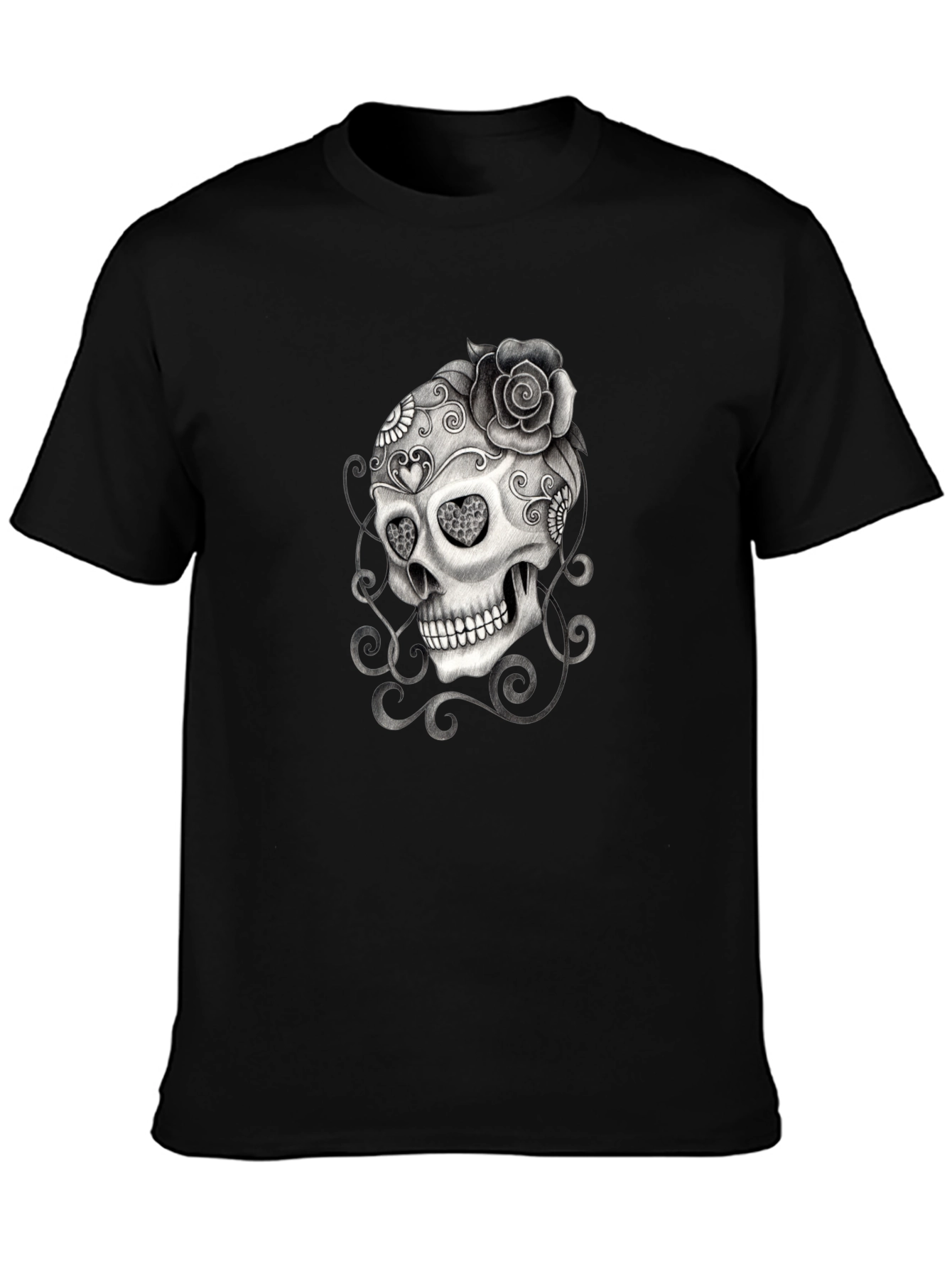 Skull & Rose Graphic T-Shirt - Mens Black Tee