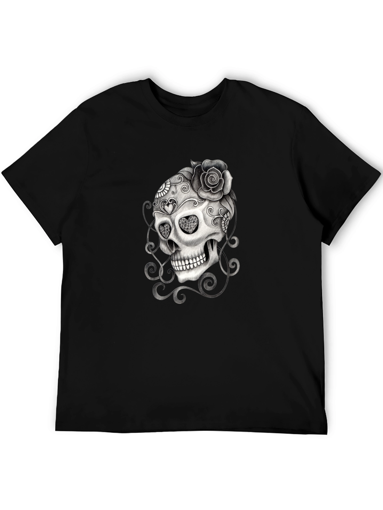 Skull & Rose Graphic T-Shirt - Mens Black Tee