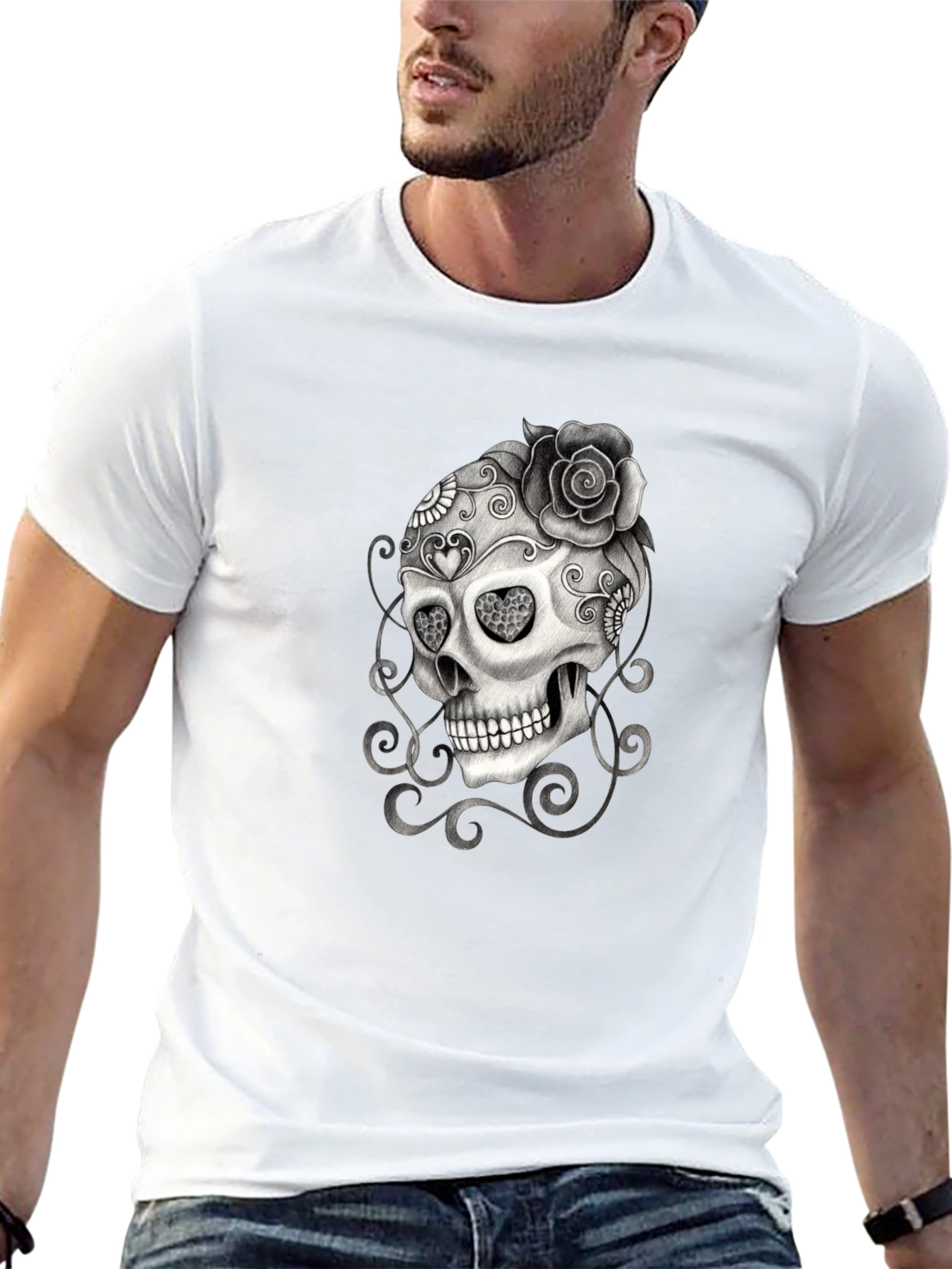 Skull & Rose Graphic T-Shirt - Mens Black Tee