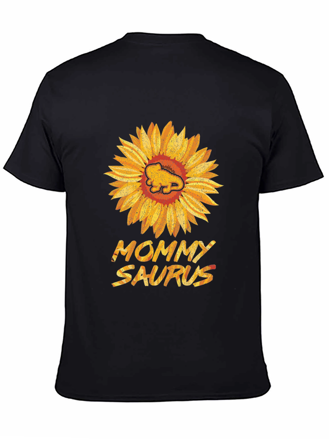Mommy Saurus Sunflower Black T-Shirt