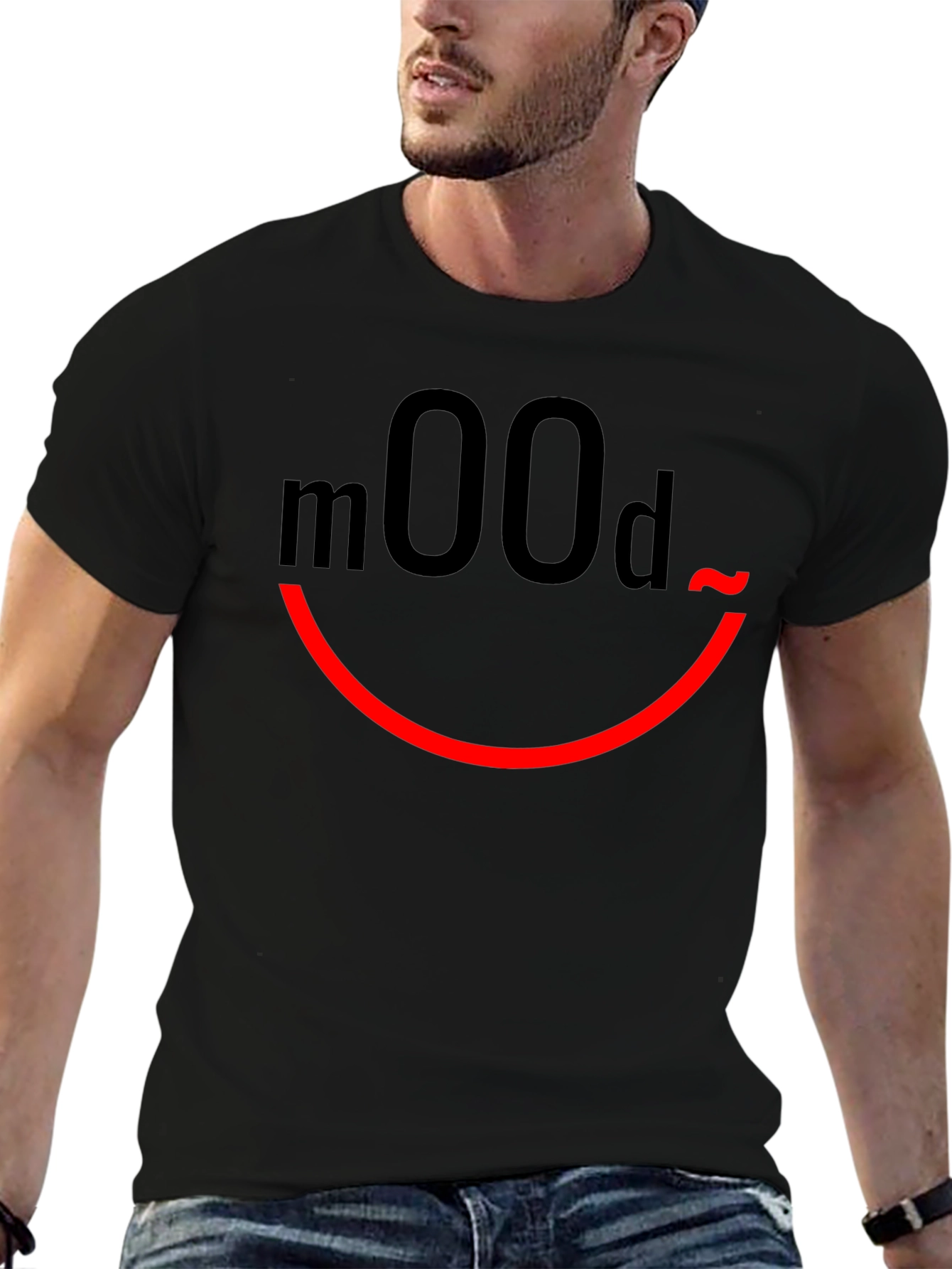 Mood Graphic Print Black T-Shirt