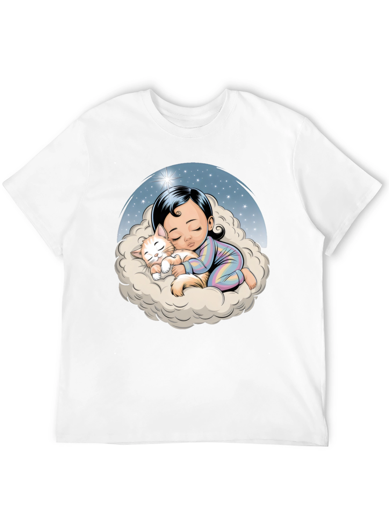 Dreamy Baby & Cat on Cloud T-Shirt
