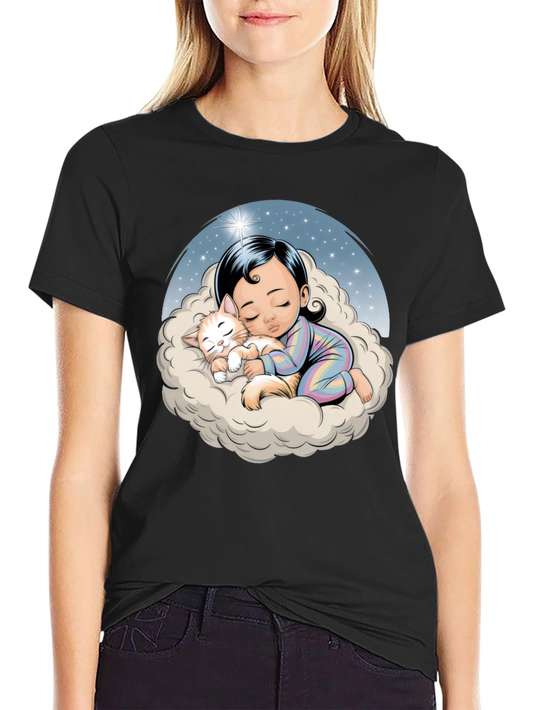 Dreamy Baby & Cat on Cloud T-Shirt