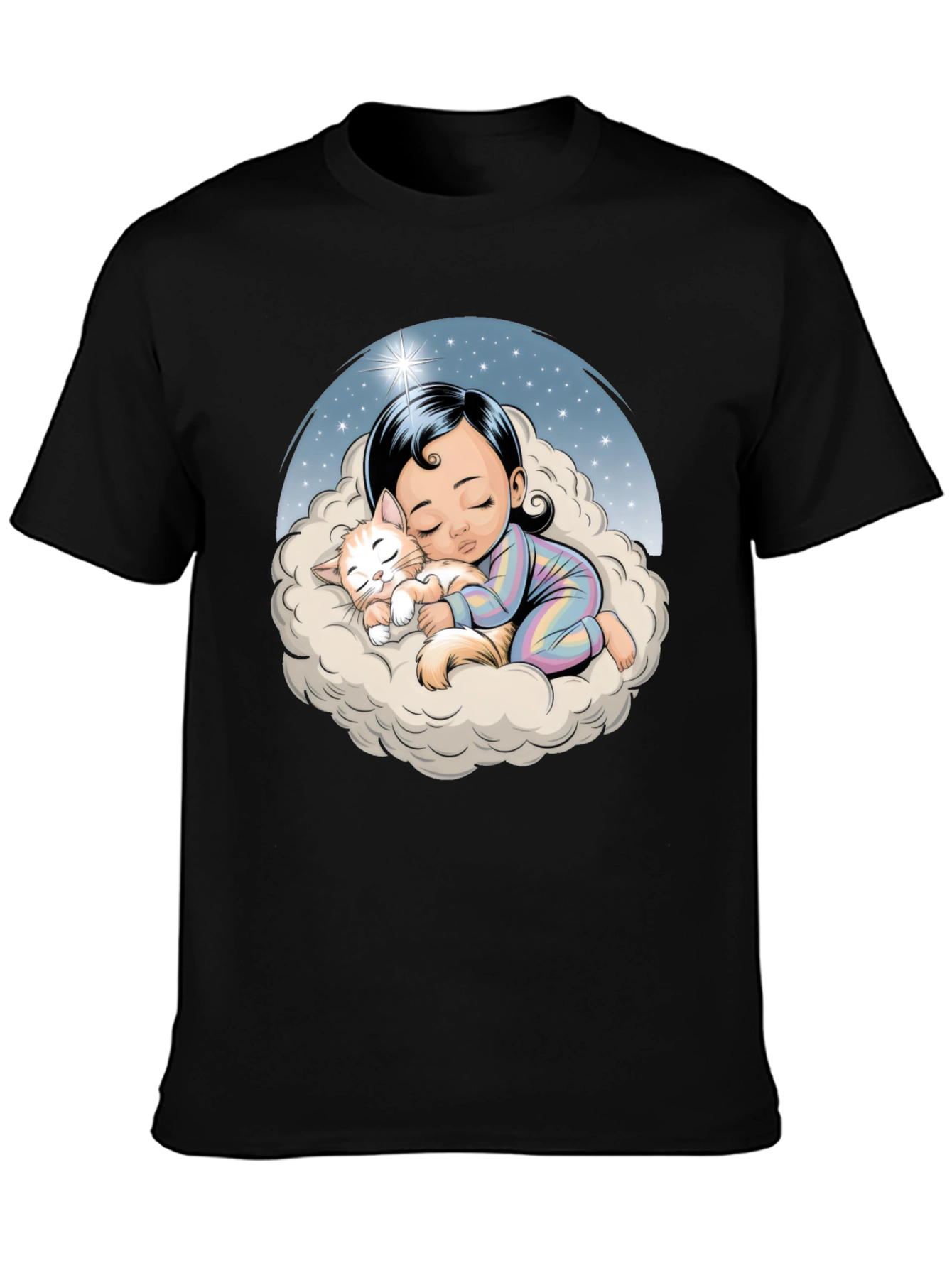 Dreamy Baby & Cat on Cloud T-Shirt