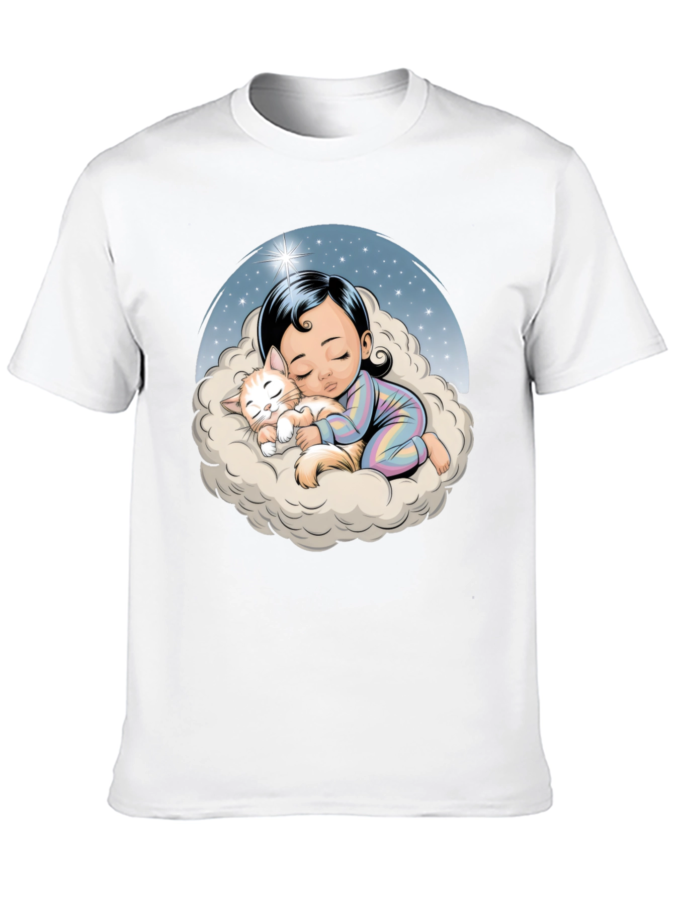 Dreamy Baby & Cat on Cloud T-Shirt