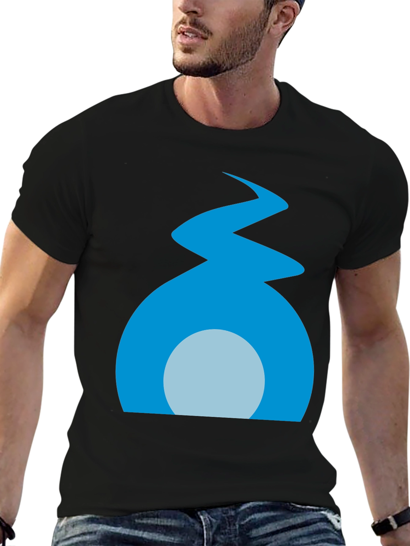 Stylized Flame Graphic Black T-Shirt