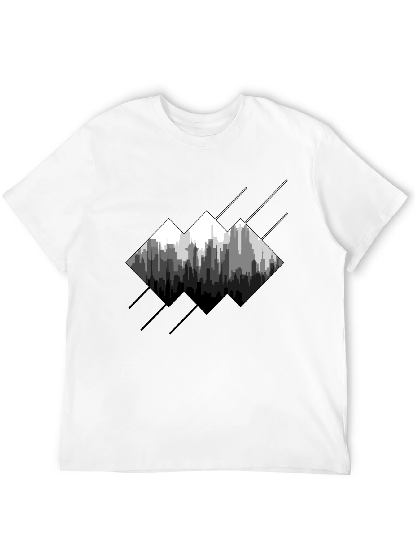 Modern Cityscape Graphic Tee - Mens Black T-Shirt