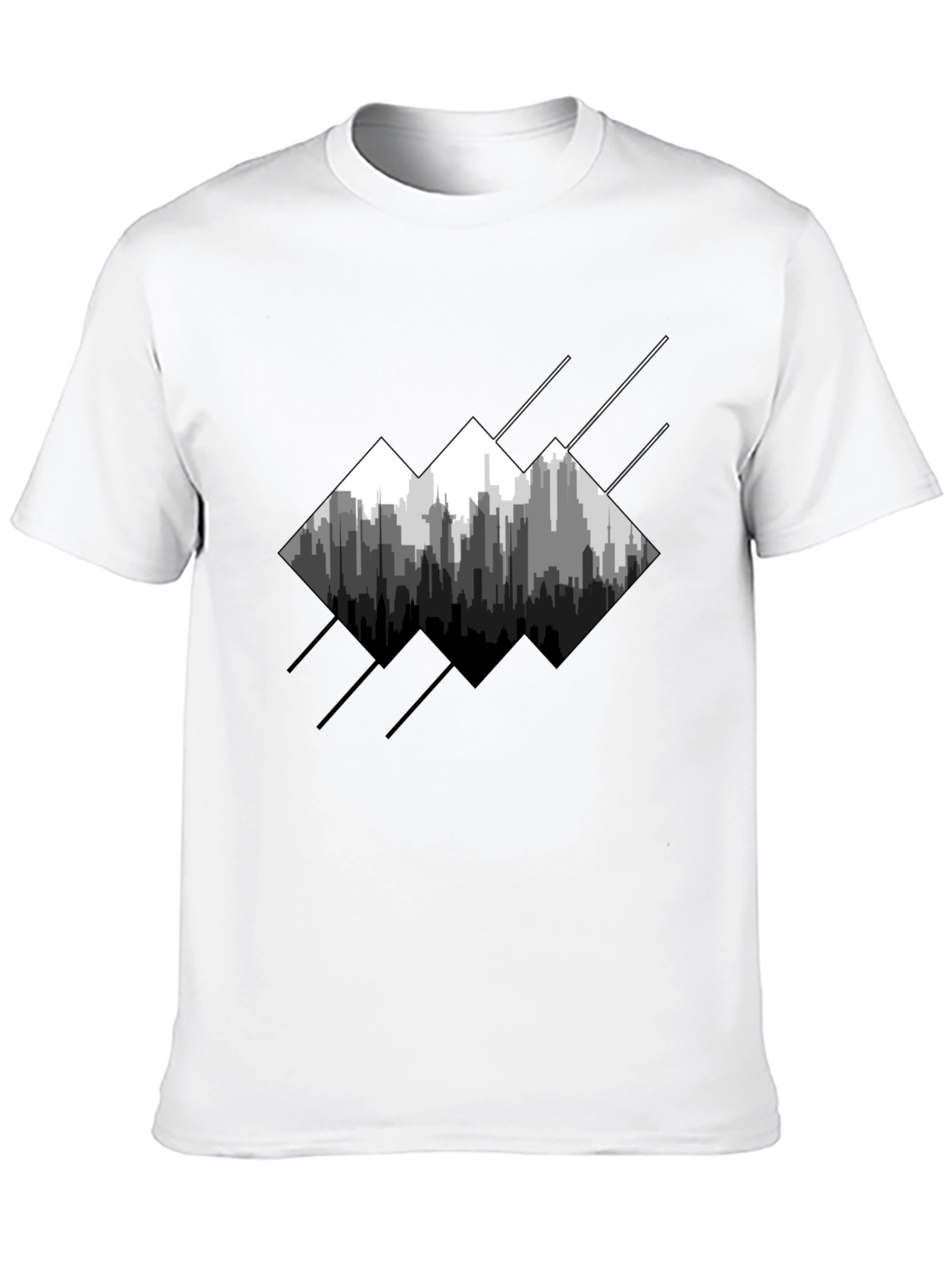 Modern Cityscape Graphic Tee - Mens Black T-Shirt