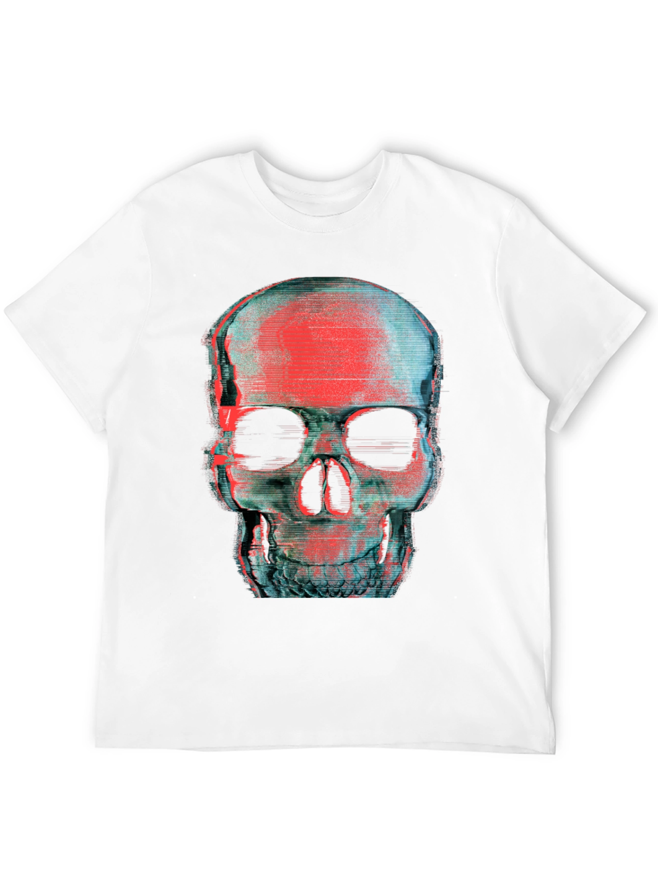 Glitch Skull Graphic T-Shirt - Black