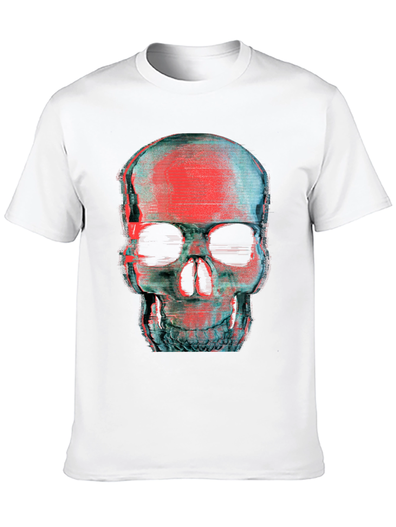 Glitch Skull Graphic T-Shirt - Black