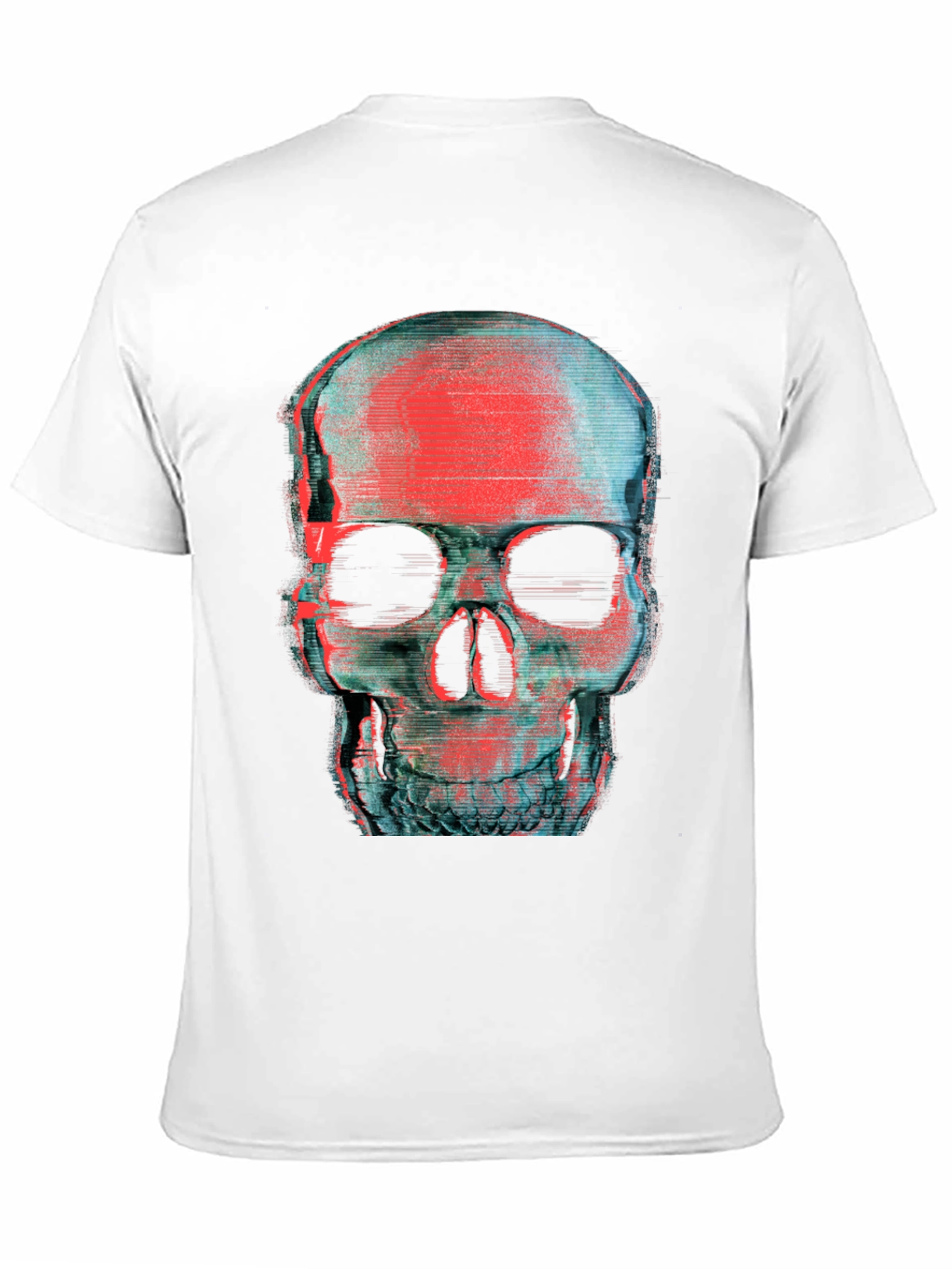 Glitch Skull Graphic T-Shirt - Black
