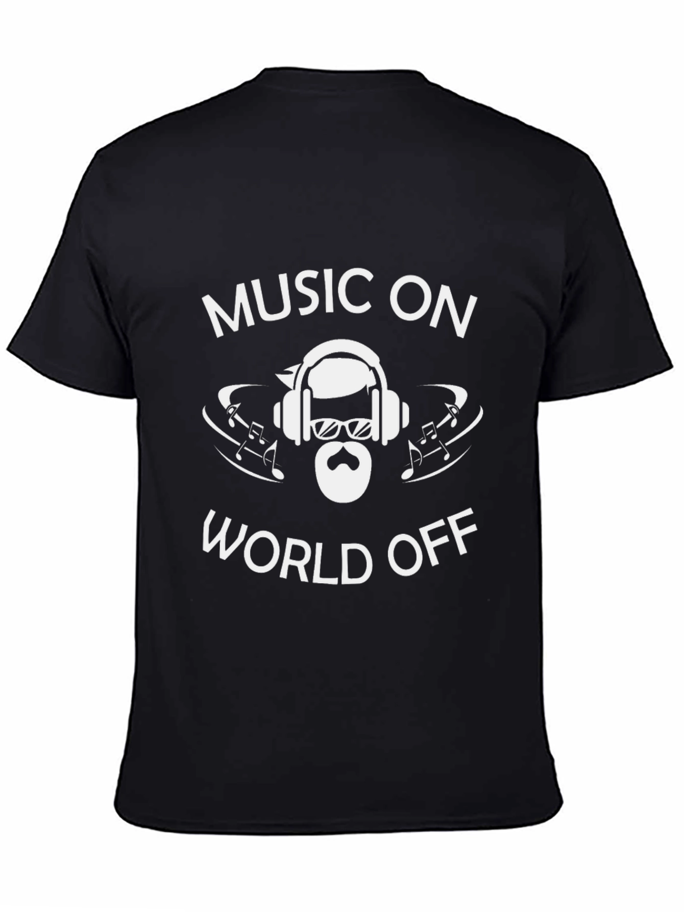 Music On World Off Black Graphic Tee
