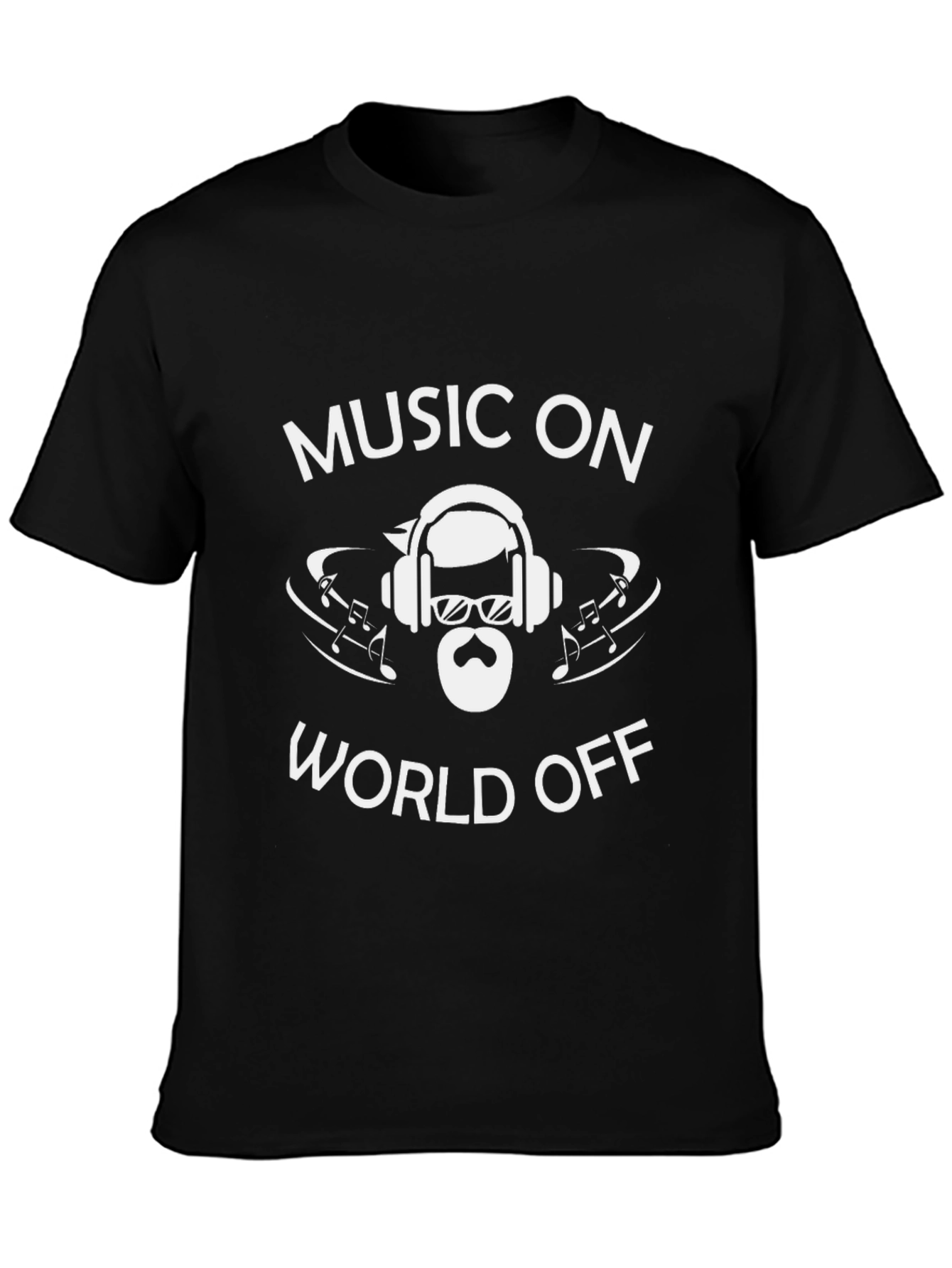 Music On World Off Black Graphic Tee