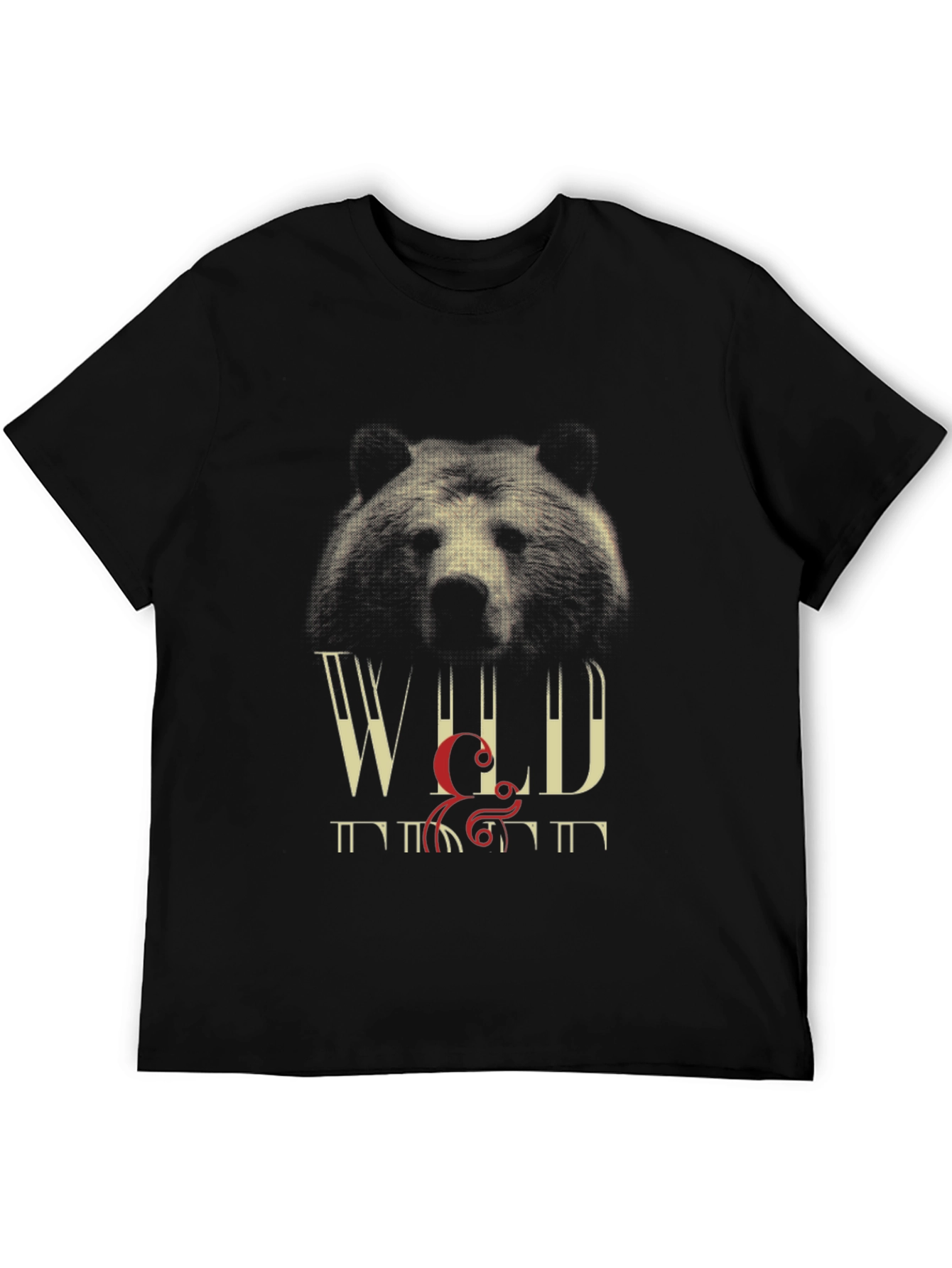 Wild Bear Graphic Print Black T-Shirt