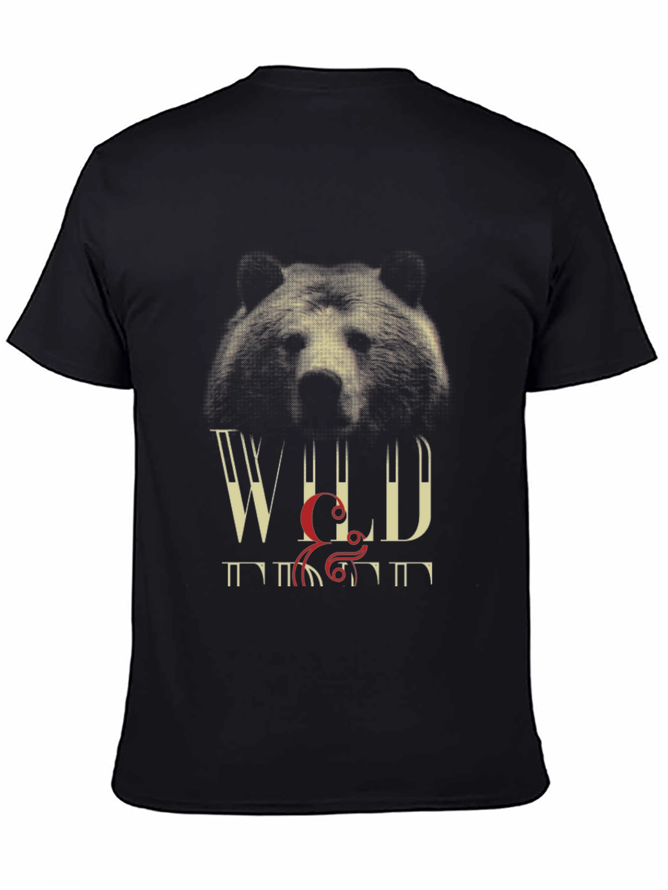 Wild Bear Graphic Print Black T-Shirt