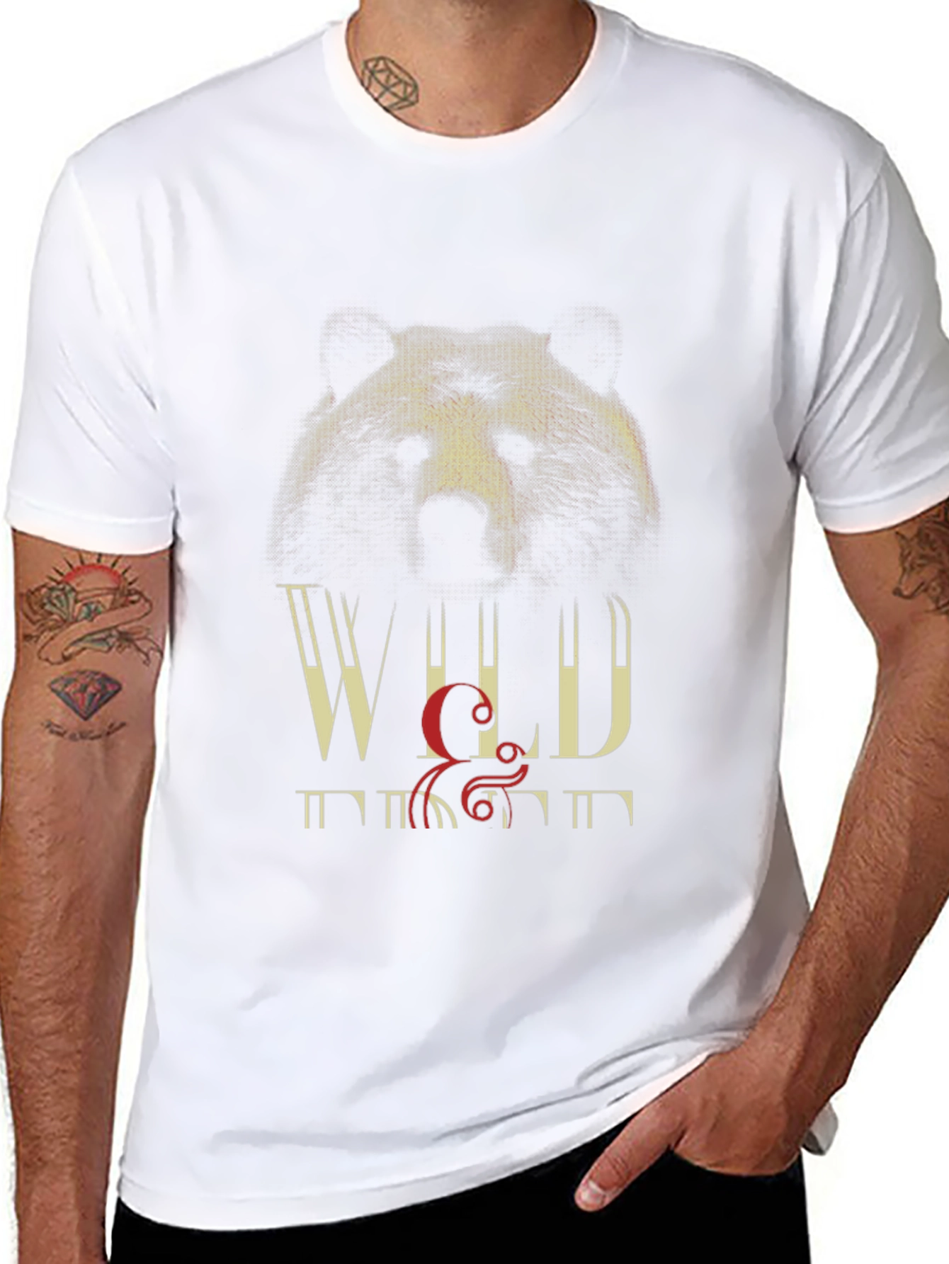 Wild Bear Graphic Print Black T-Shirt
