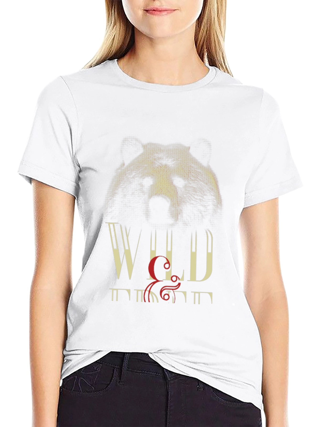 Wild Bear Graphic Print Black T-Shirt