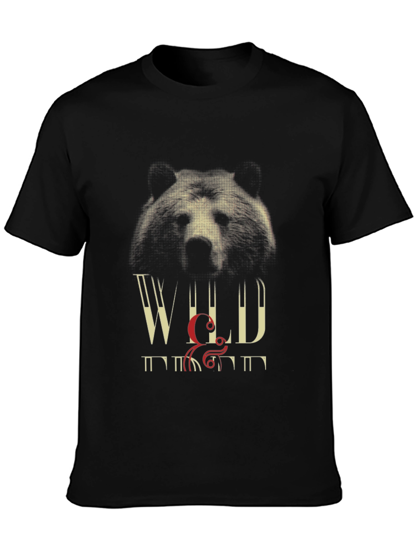 Wild Bear Graphic Print Black T-Shirt