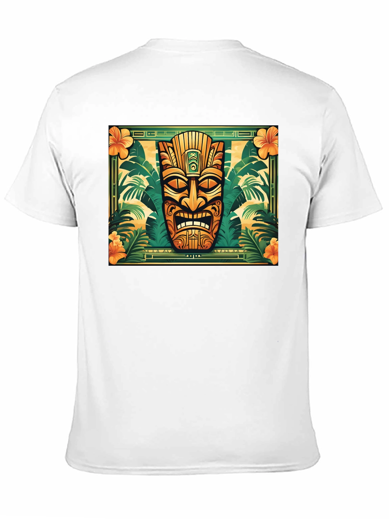Tropical Tiki Mask Graphic Tee - Black