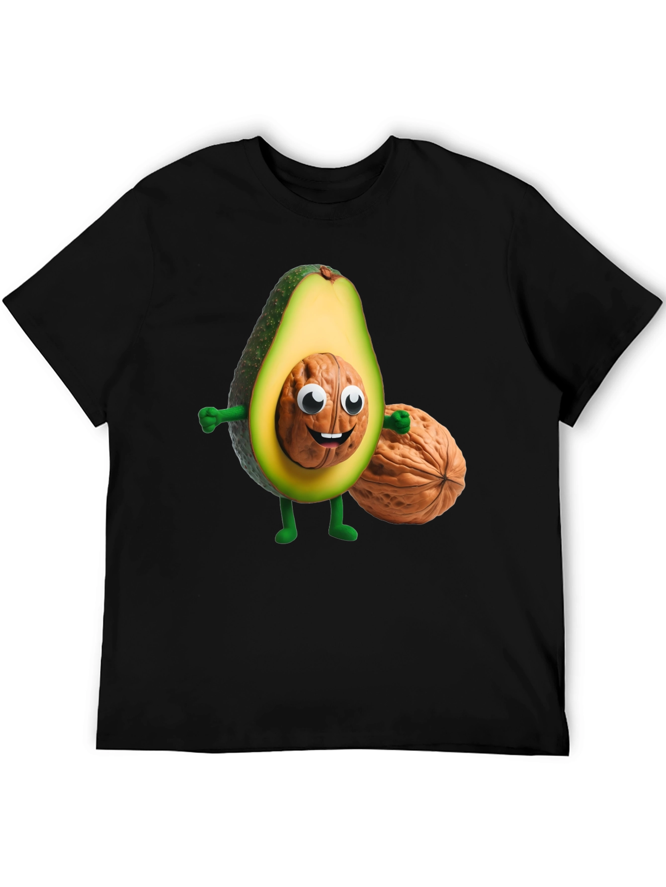 Avocado Nut Character Black T-Shirt