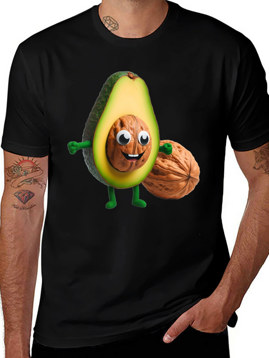Avocado Nut Character Black T-Shirt