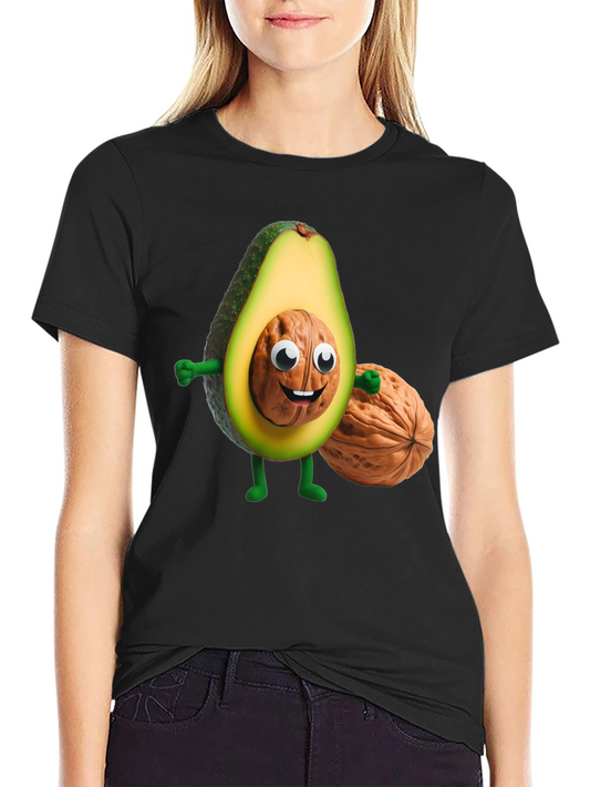 Avocado Nut Character Black T-Shirt