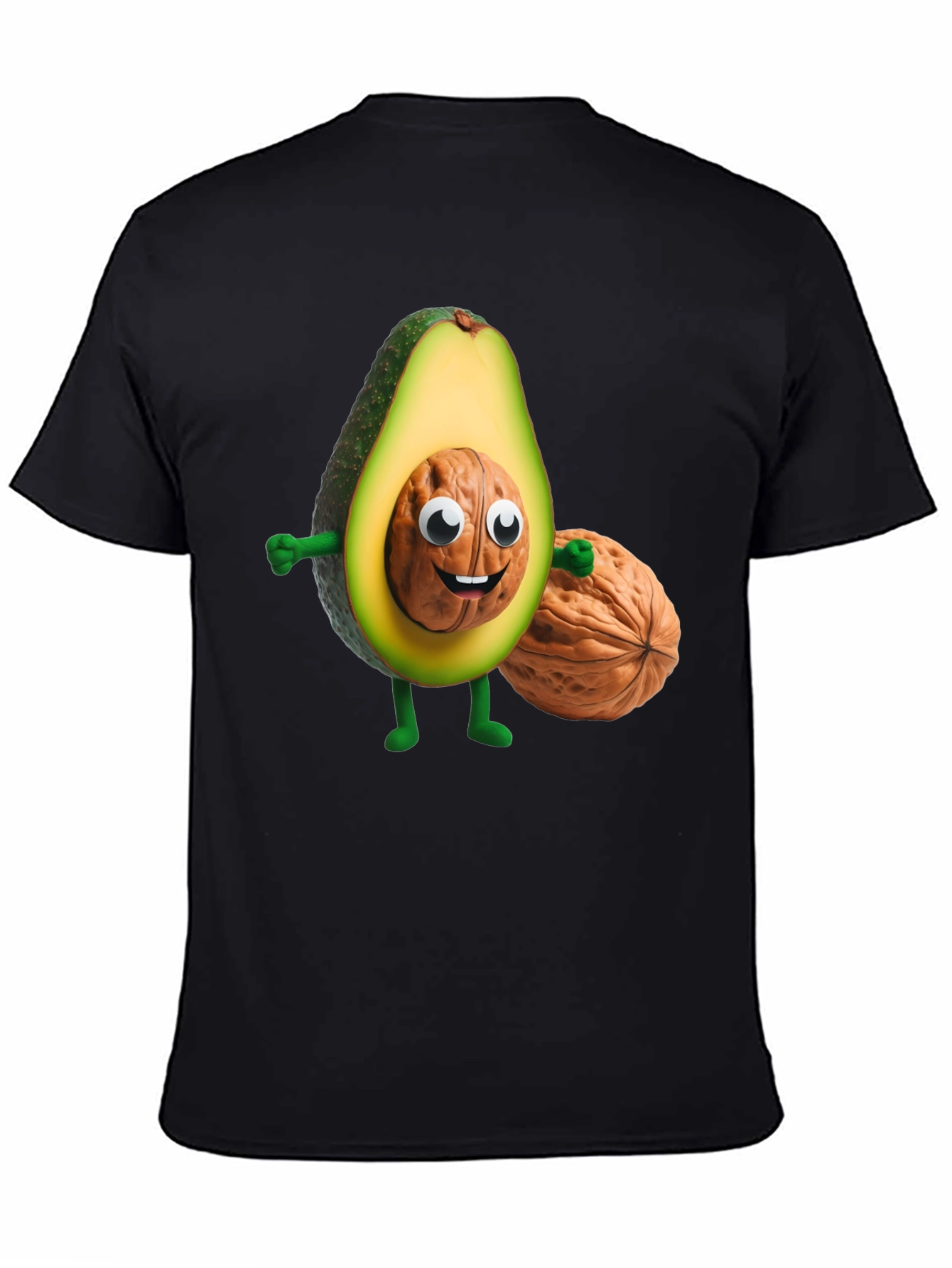 Avocado Nut Character Black T-Shirt