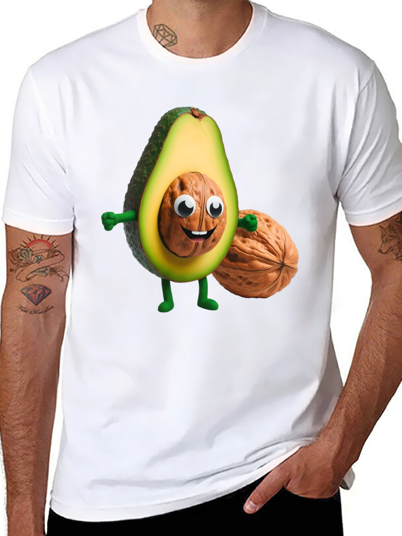 Avocado Nut Character Black T-Shirt