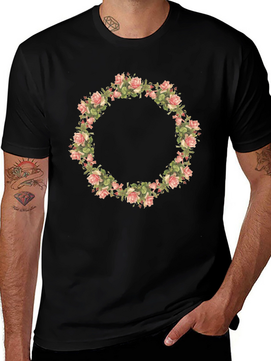Floral Wreath Graphic Tee - Black