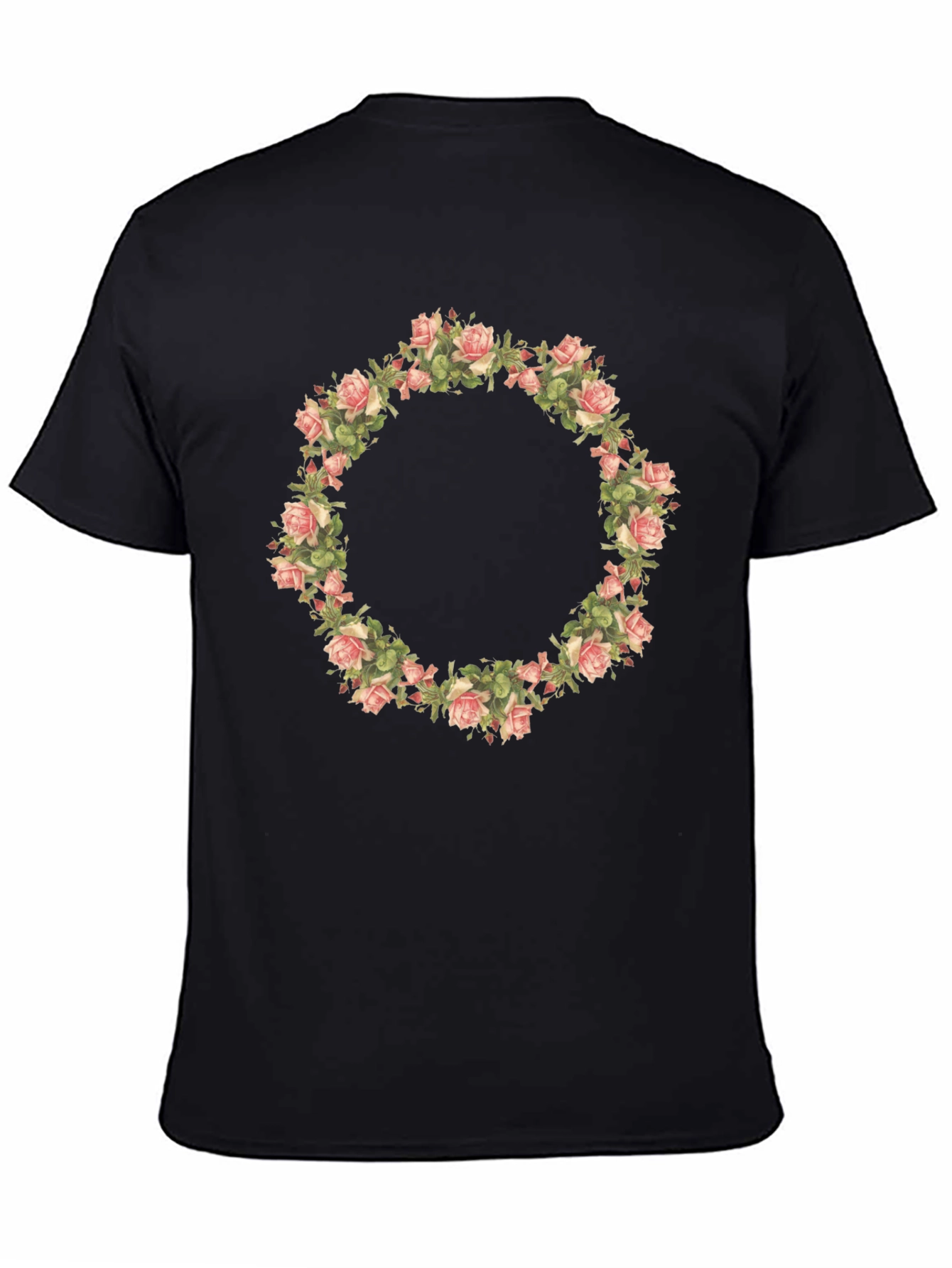 Floral Wreath Graphic Tee - Black