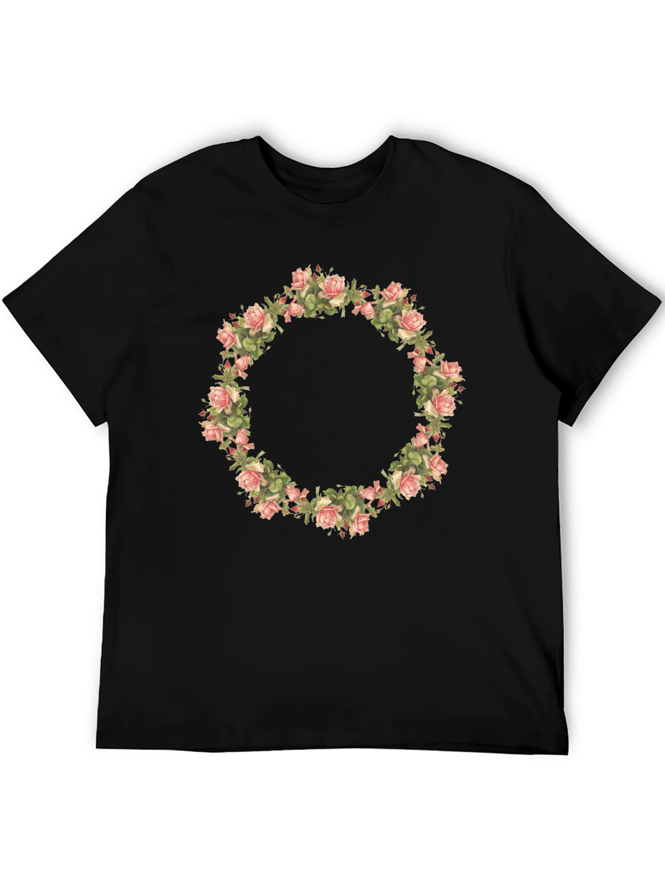 Floral Wreath Graphic Tee - Black