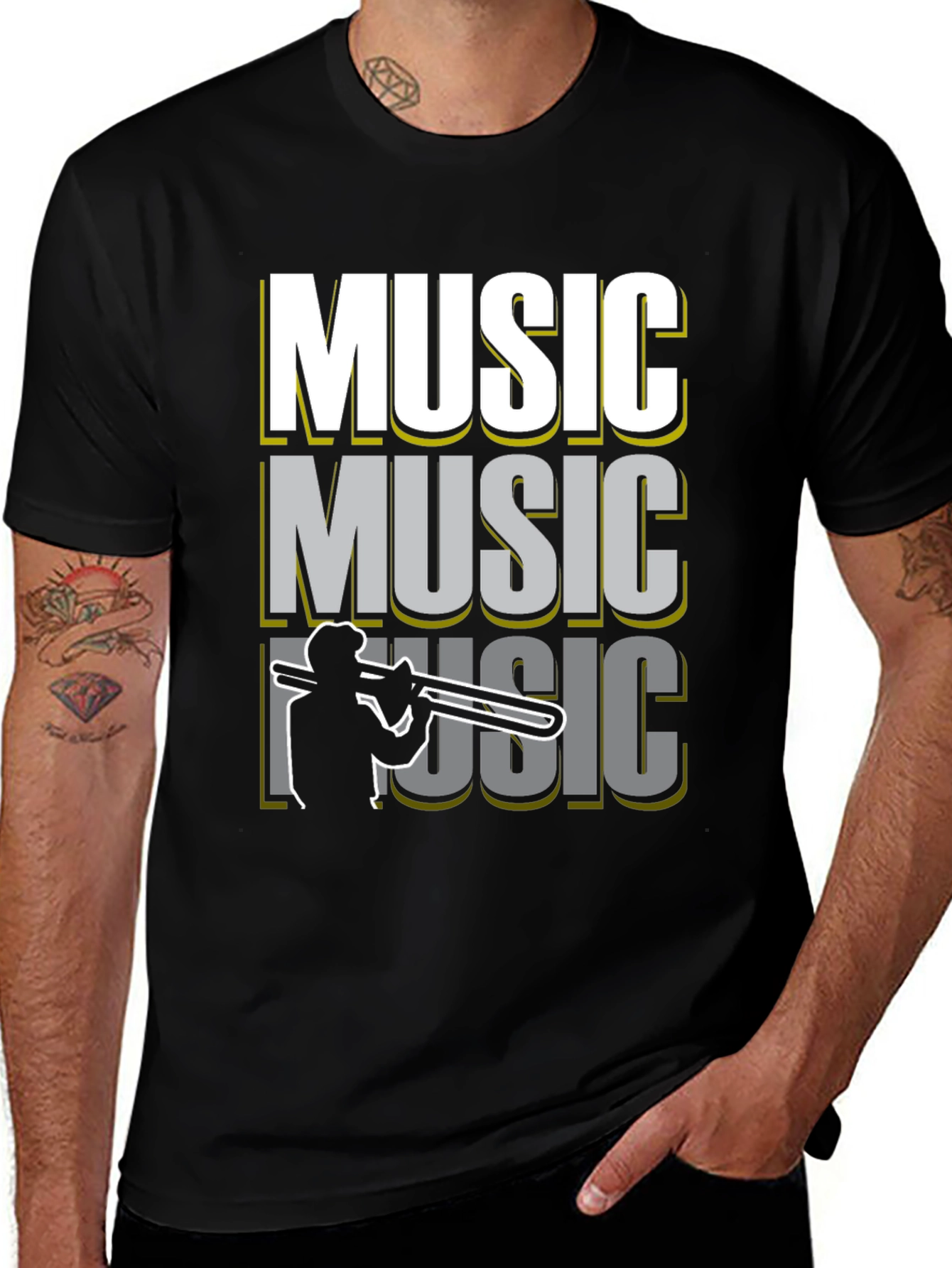 Cool Music Trombone Graphic T-Shirt